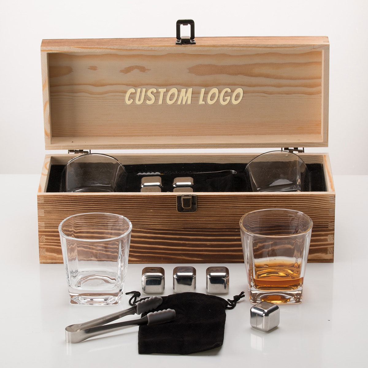 9 oz Whiskey Glass Gift Set in Wooden Box