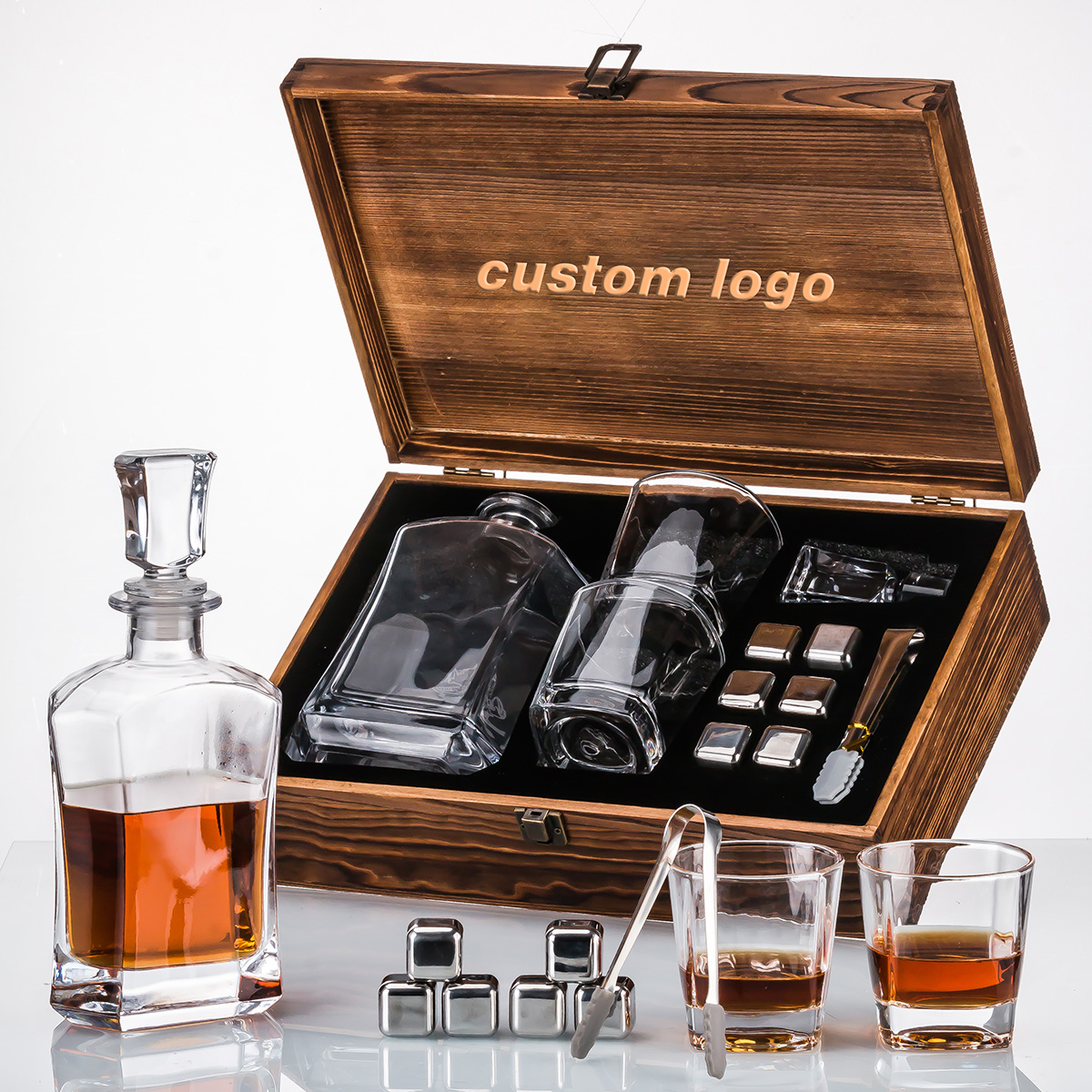  Personalized Glass Whiskey Decanter Set 